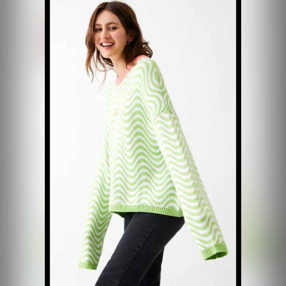 Vibrant Y2K Striped Color Block Pullover Sweater